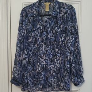 Miss Tina Navy and White Blouse